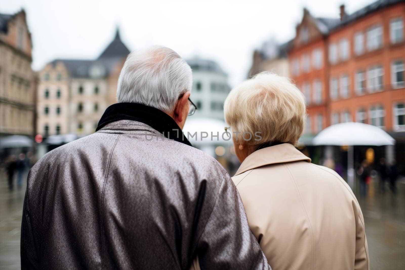 Elderly Couple Embraces Tenderly, Wrapping Each Other in Love's Warmth, AI generated by matamnad