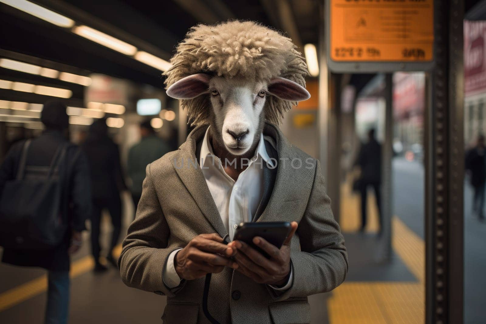 a sheep in a business suit, sheep businessman in a business suit . generative ai by matamnad