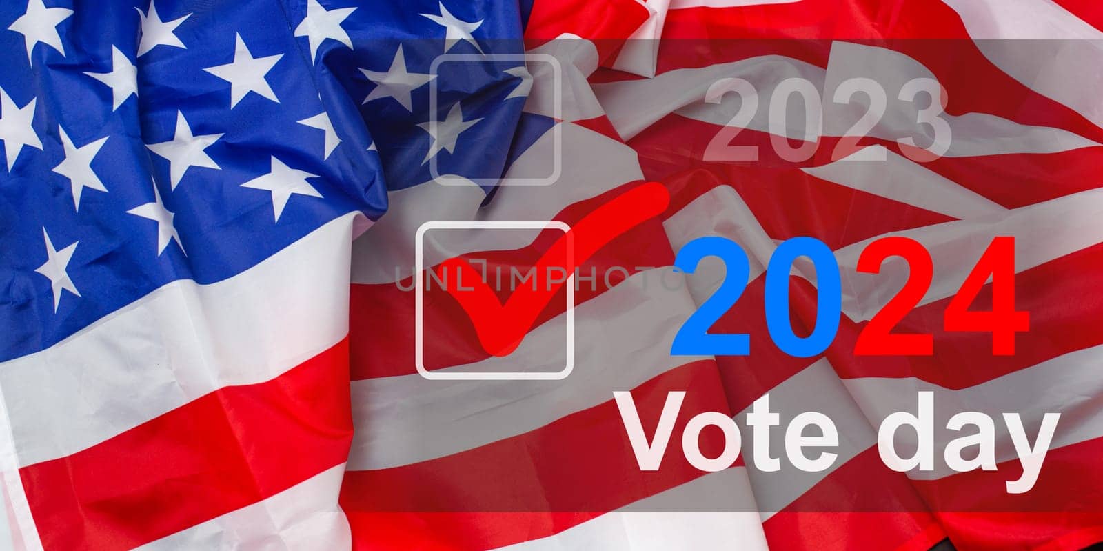 Usa flag and 2024 for vote concept 3d rendering by Andelov13