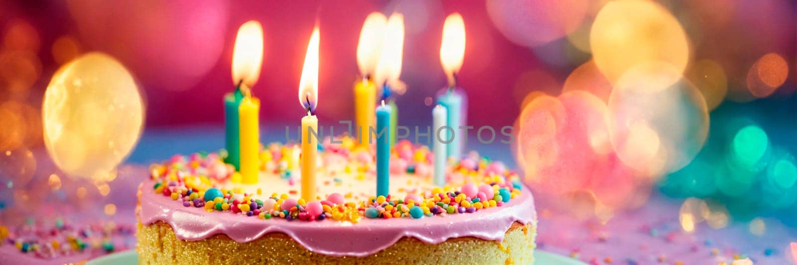 birthday cake with candles. Selective focus. happy.