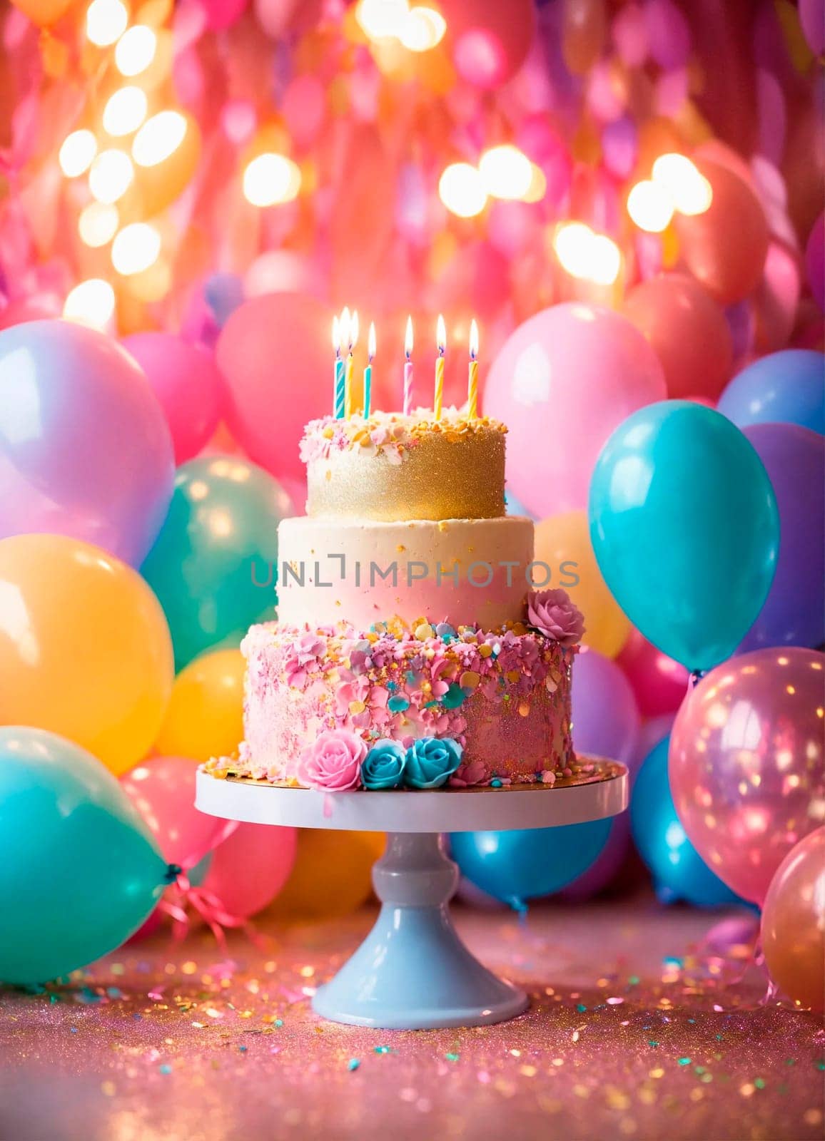 birthday cake with candles. Selective focus. happy.