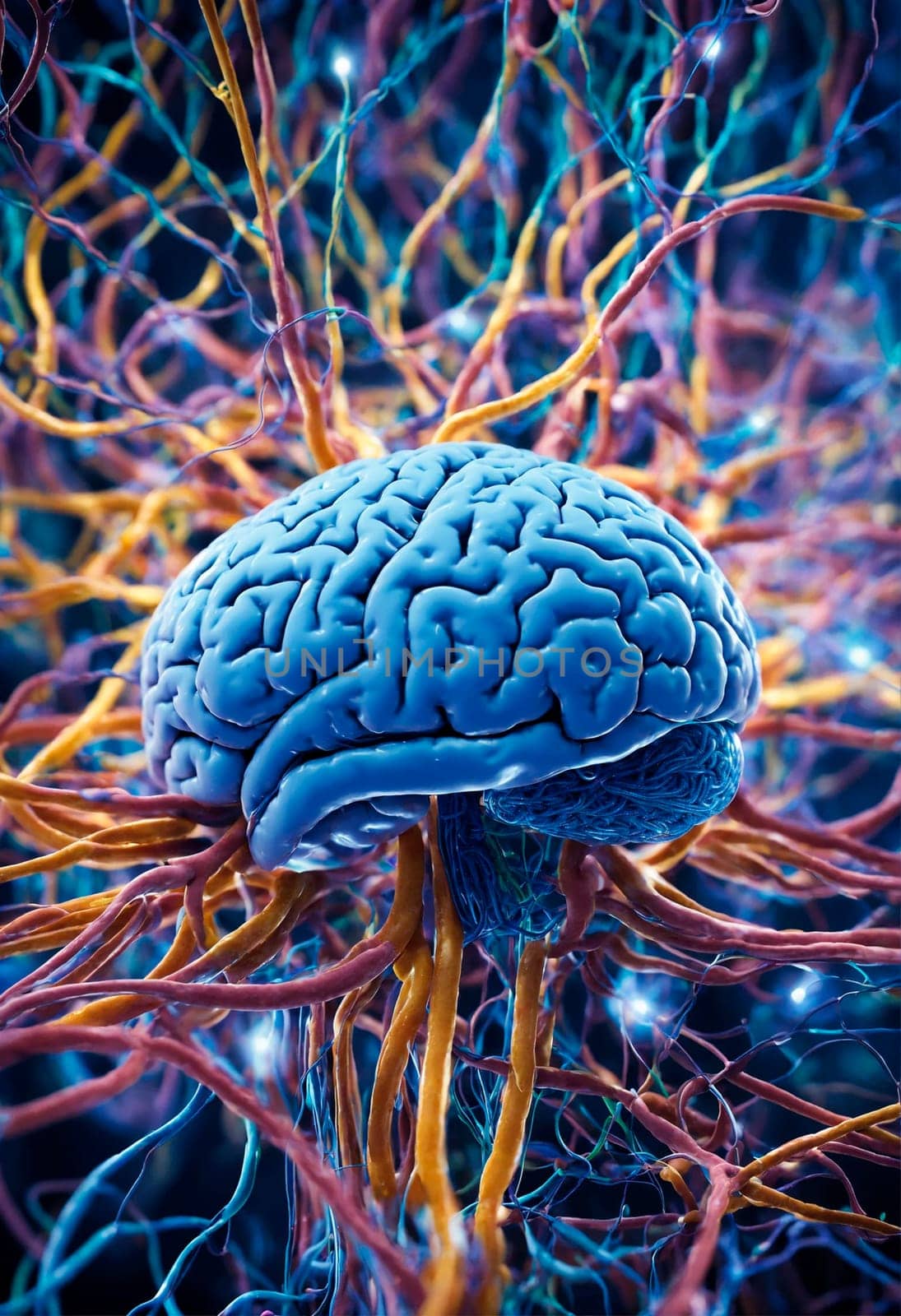 medicine brain nerves diagram. Selective focus. by yanadjana