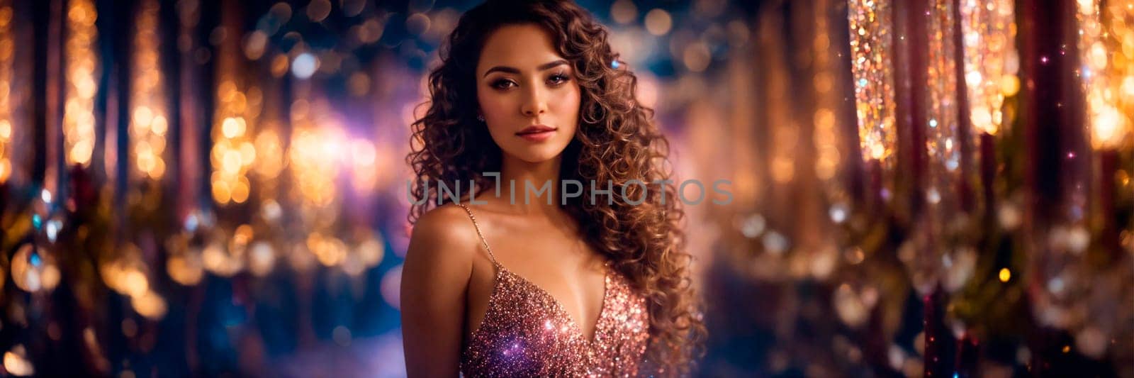 girl in a shiny evening dress. Selective focus. people.