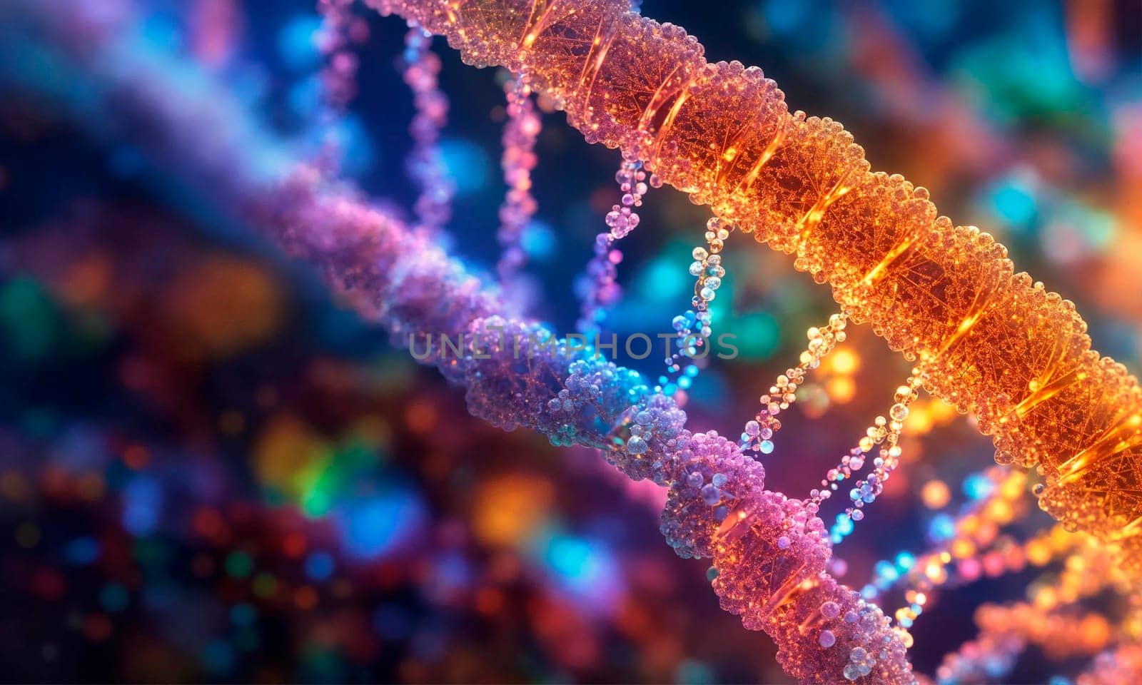 DNA molecule close up. Selective focus. by yanadjana