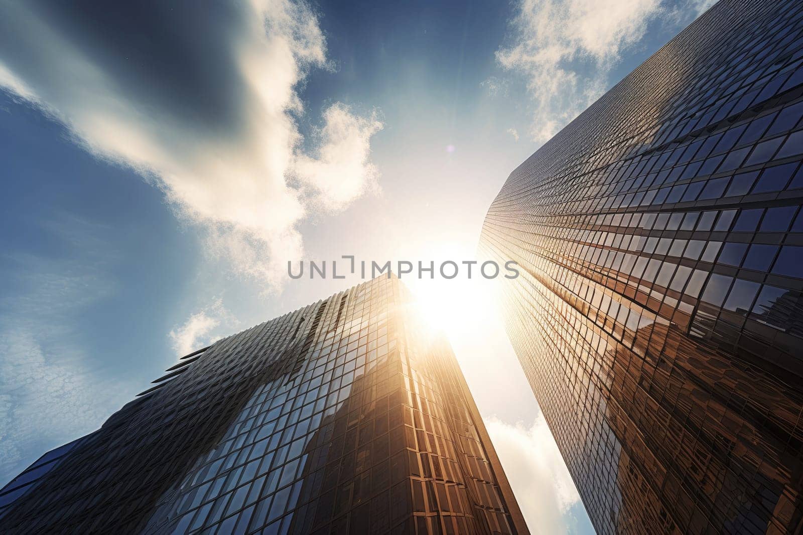 Low angle business financial building, AI generative. by matamnad
