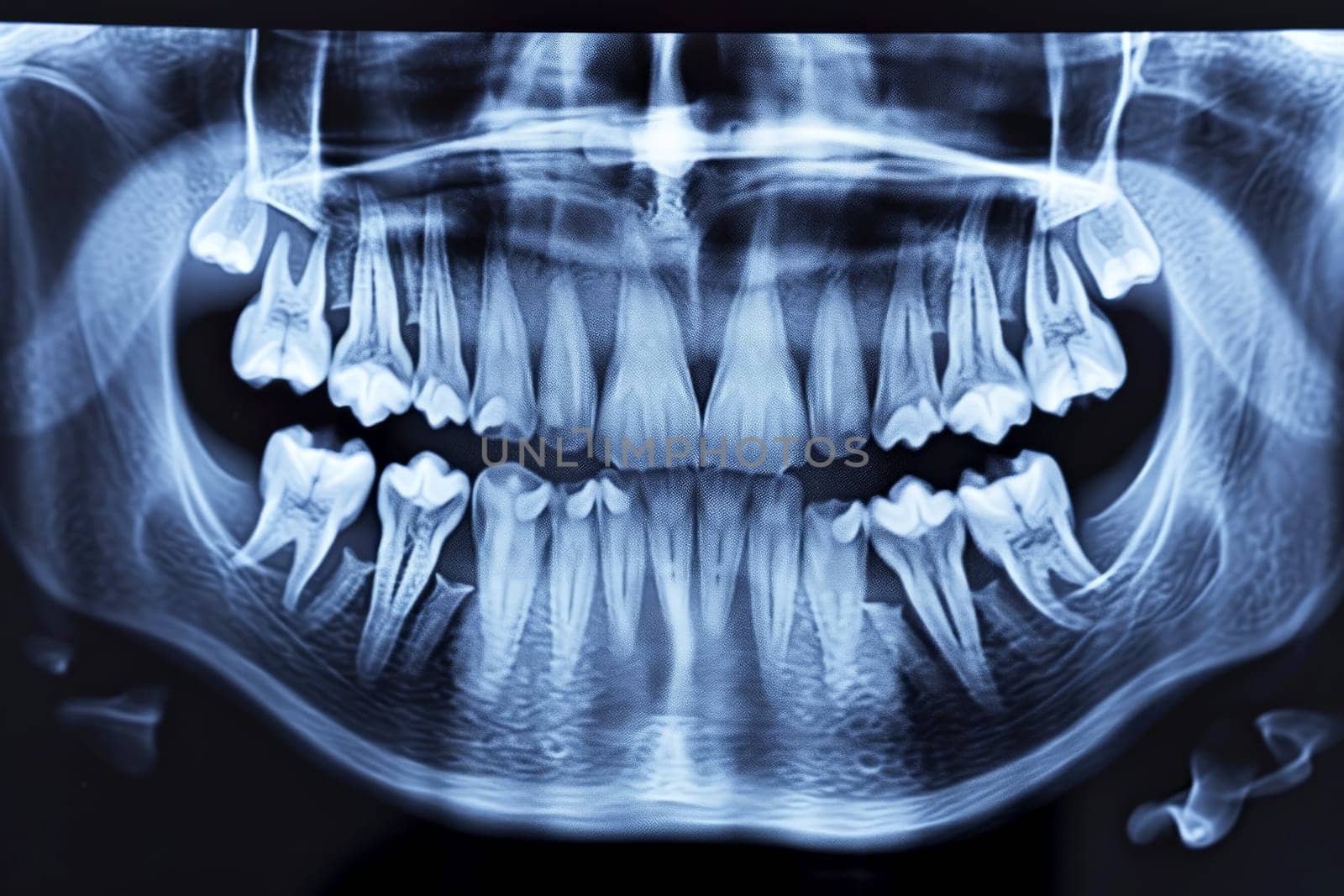 panoramic x-ray photo of teeth. ai generative by matamnad