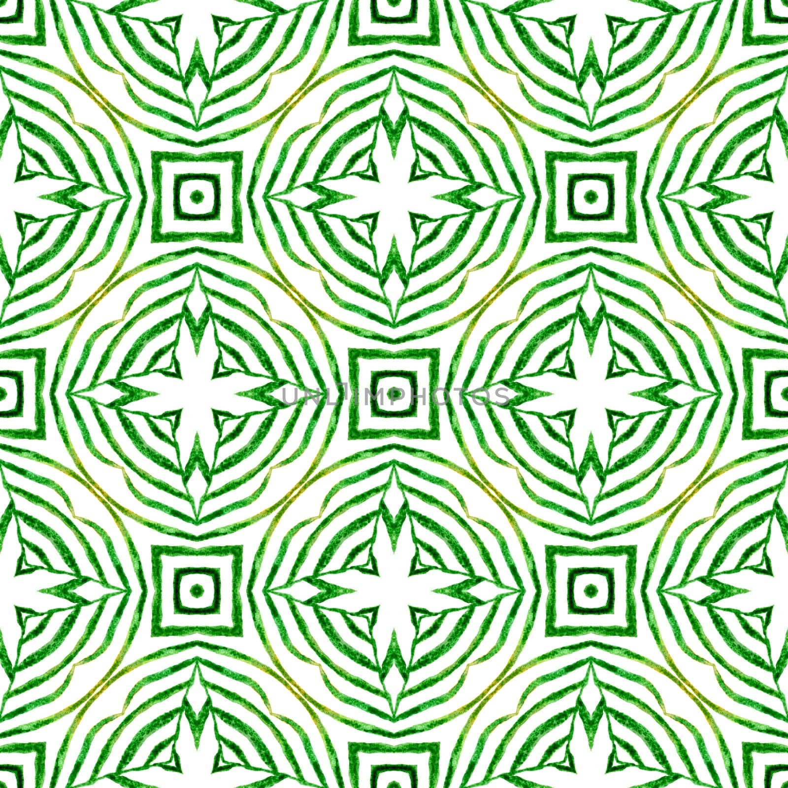 Oriental arabesque hand drawn border. Green grand boho chic summer design. Textile ready mesmeric print, swimwear fabric, wallpaper, wrapping. Arabesque hand drawn design.