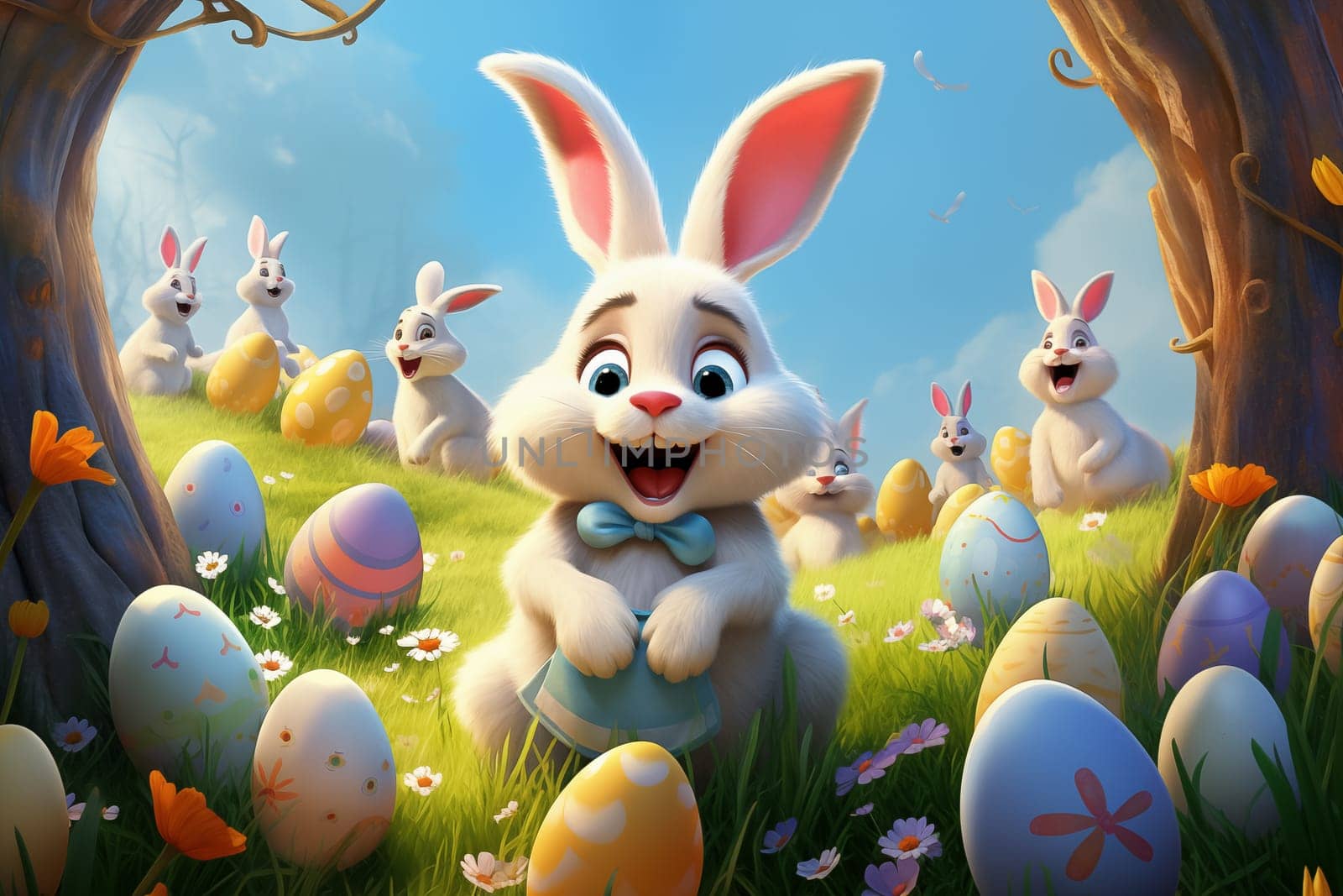 Easter background, Disney style illustrations by Nadtochiy