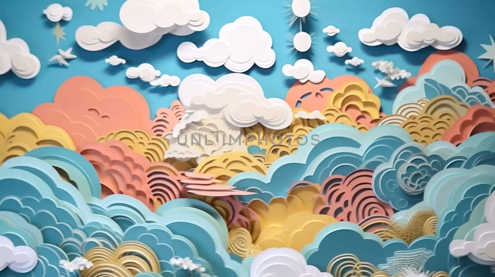 paper cutting 3D mountains, capturing the essence of serene landscapes by Alla_Morozova93