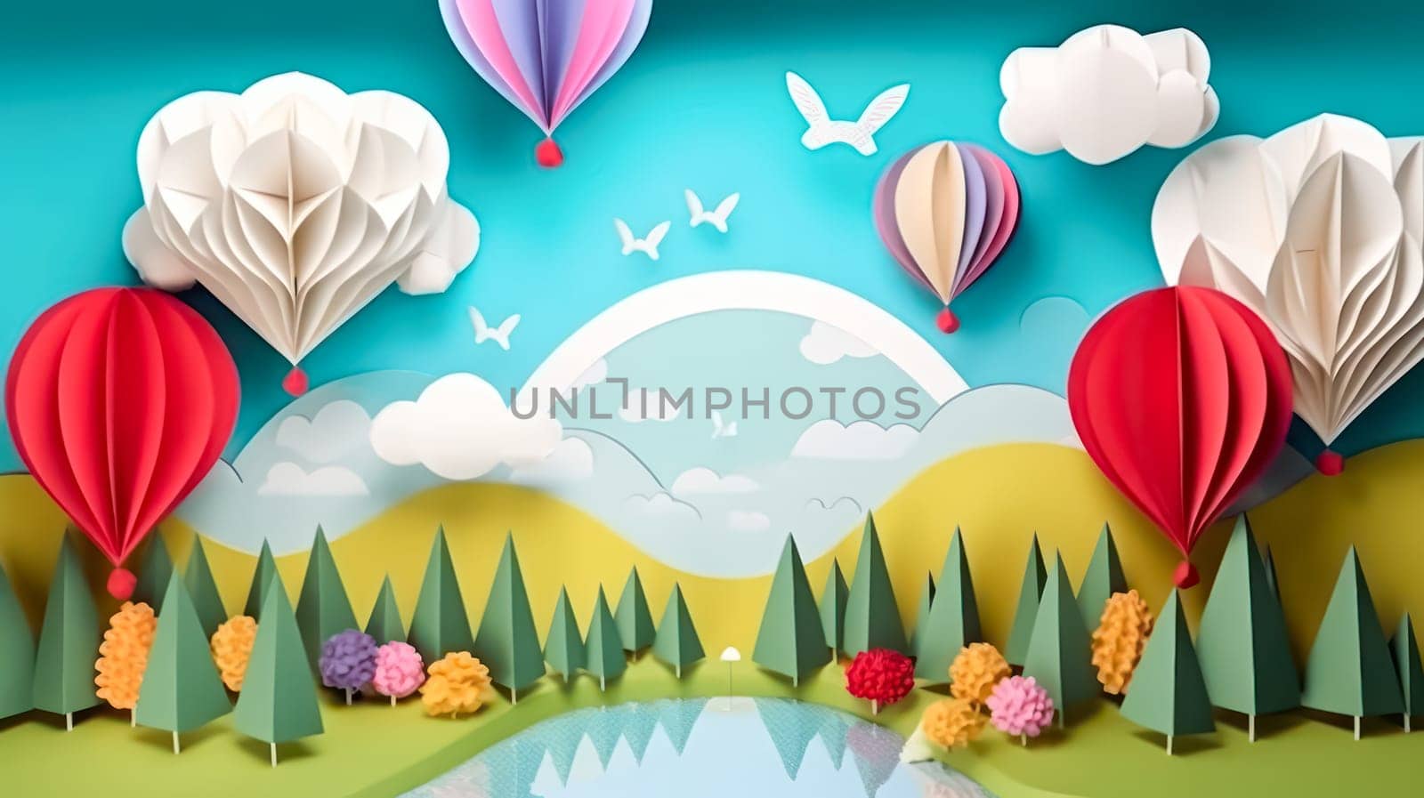 3D balloons floating gracefully over majestic mountains by Alla_Morozova93