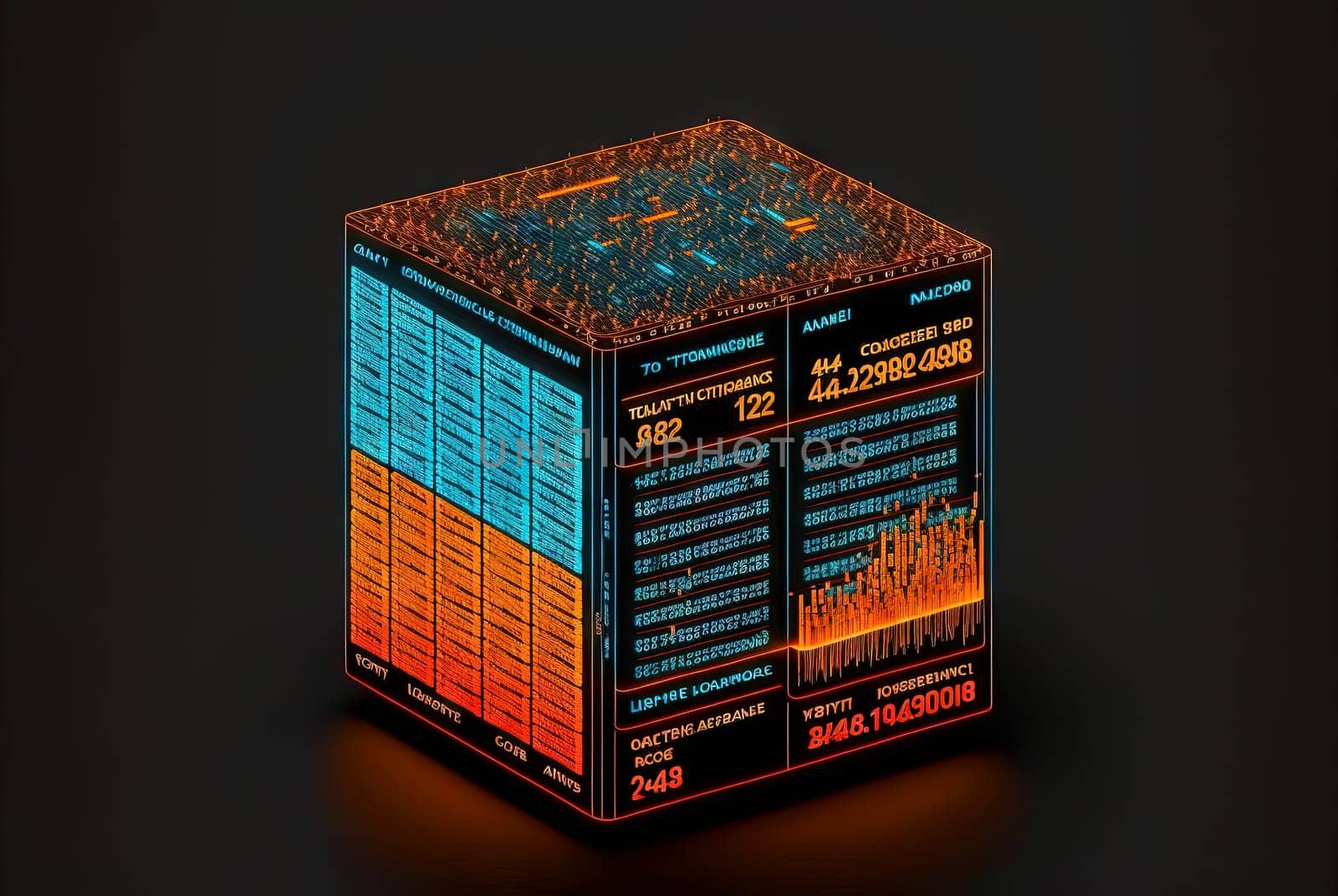 Big data abstract concept with data clusters collected by server. Digital sorting and management concept. Generated AI. by SwillKch