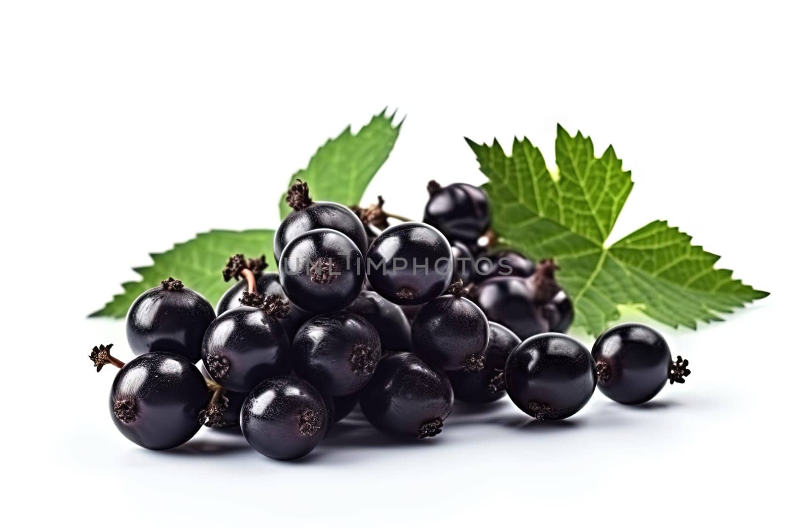 Black currant on background. Juicy black berries, fresh and sweet. Generated AI