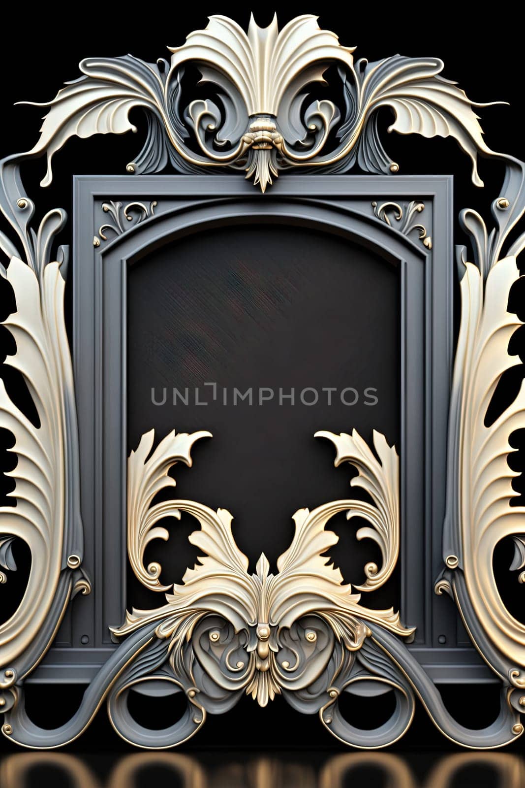 Golden art deco frame with ornament. Retro golden art deco or art nouveu frame in roaring 20s style. Generative AI. by SwillKch