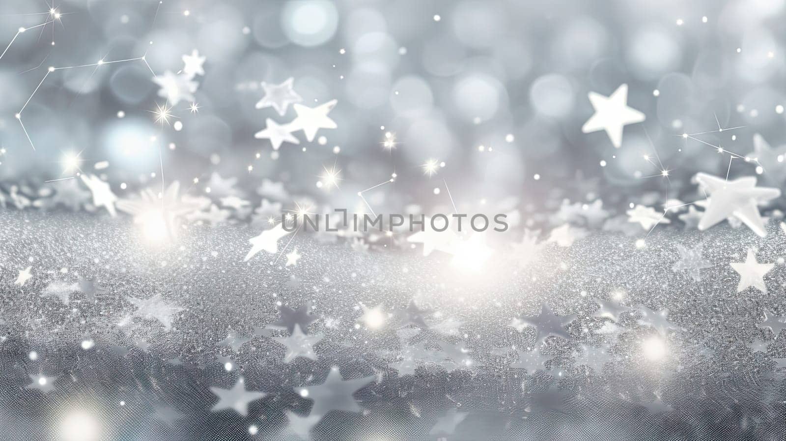 Abstract shiny background with silver glitter. Scattered confetti sparkles with light blue pastel color. Generated AI