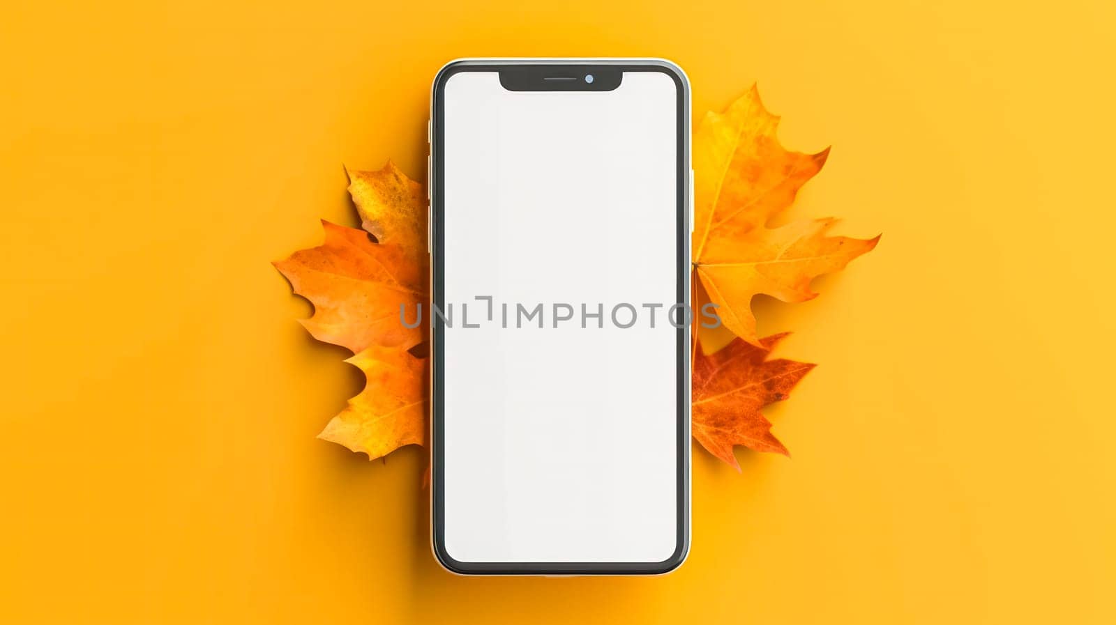 Mockup of a phone with a blank white screen, perfect for showcasing app designs, website layouts, or digital content in a professional manner.