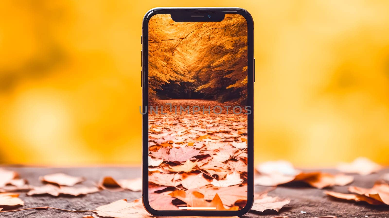 A smartphone featuring a beautiful screen saver, adding a touch of elegance and style to modern digital devices. Ideal for technology themed designs.