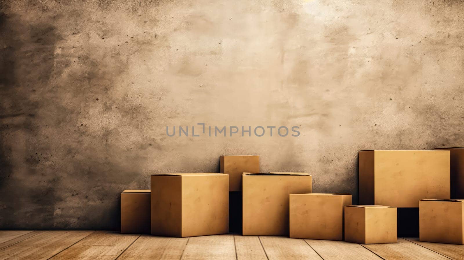 A cardboard box placed on a colored background, providing a simple yet versatile element for various design concepts and projects.