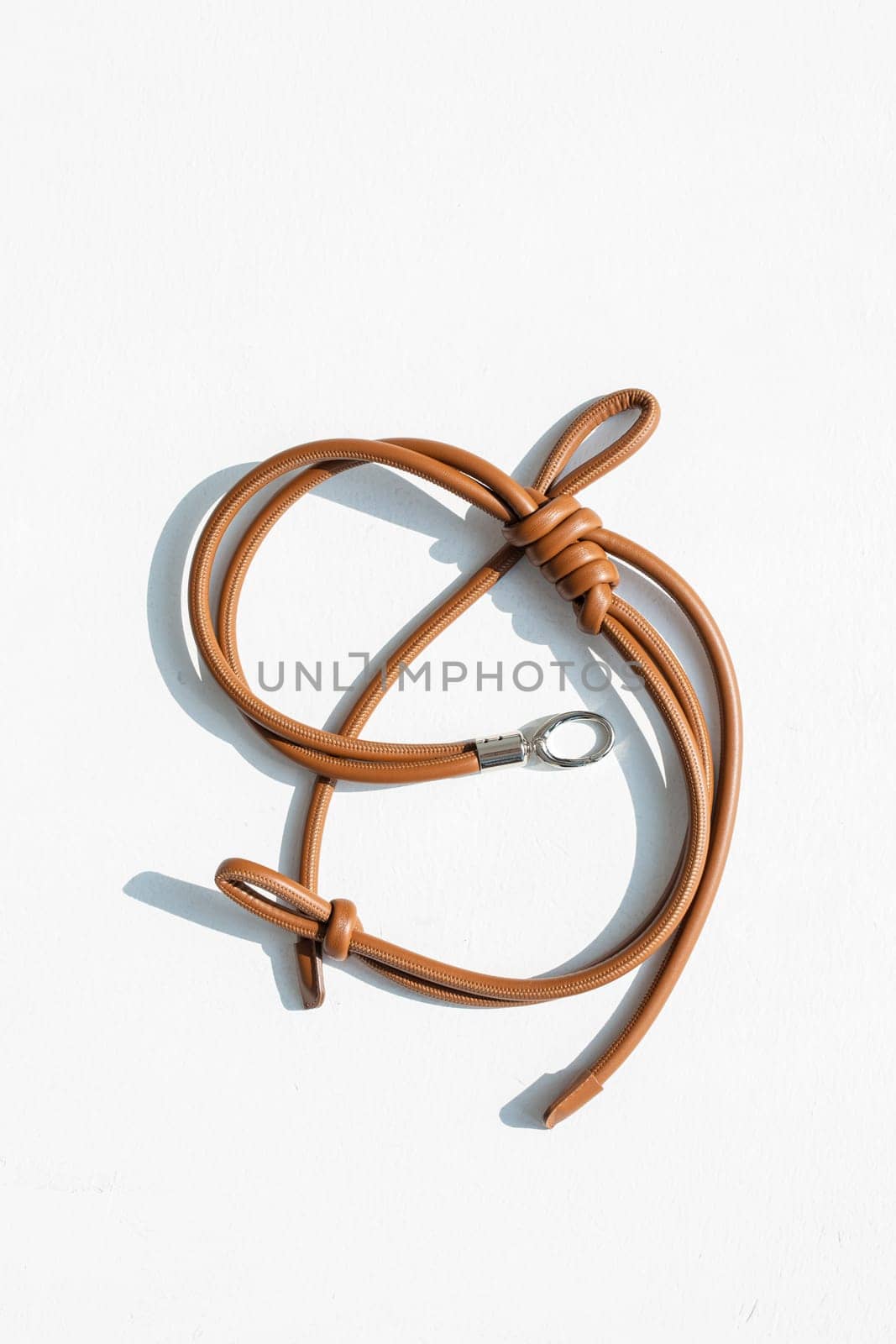 Genuine Leather Bag Strap with Unique Hand-Tied Knot Design in Brown by Pukhovskiy