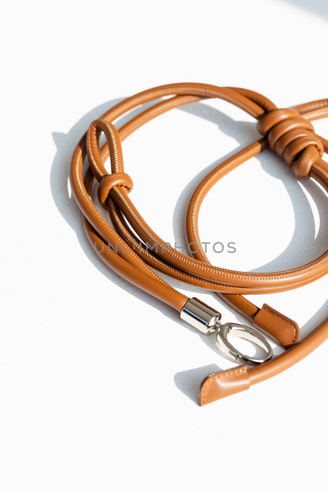 Genuine Leather Bag Strap with Unique Hand-Tied Knot Design in Brown by Pukhovskiy