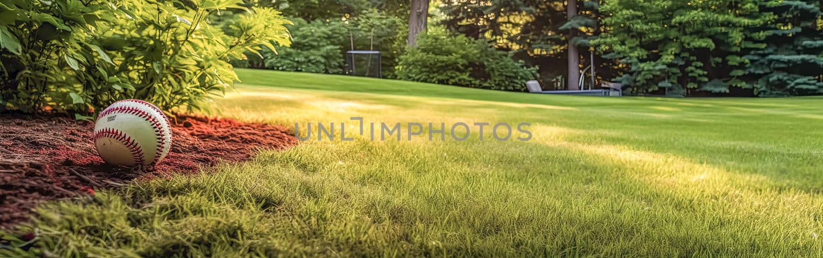 A baseball rests peacefully in the lush green grass, epitomizing the calm before the excitement of a thrilling game.