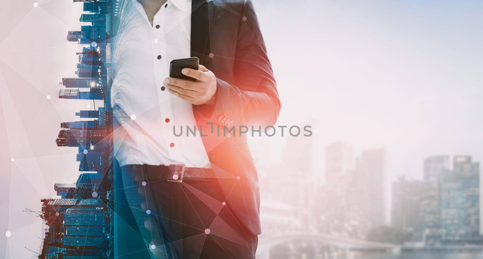 Double Exposure Image of Business Communication uds by biancoblue