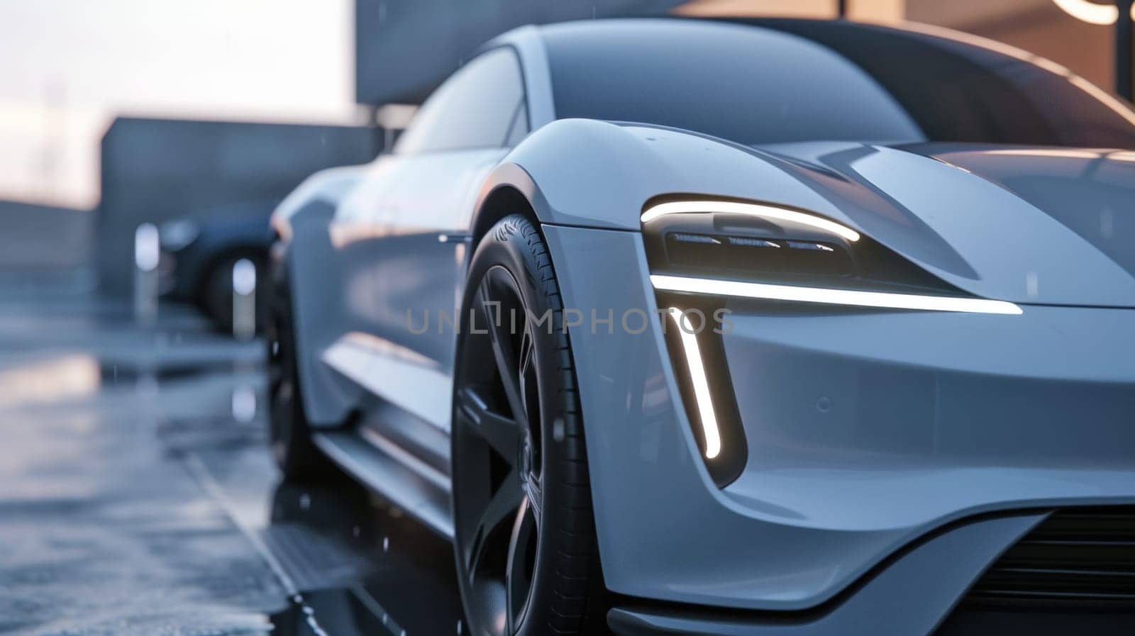 Close up of a modern electric vehicle. AI generated. by ChikaArt