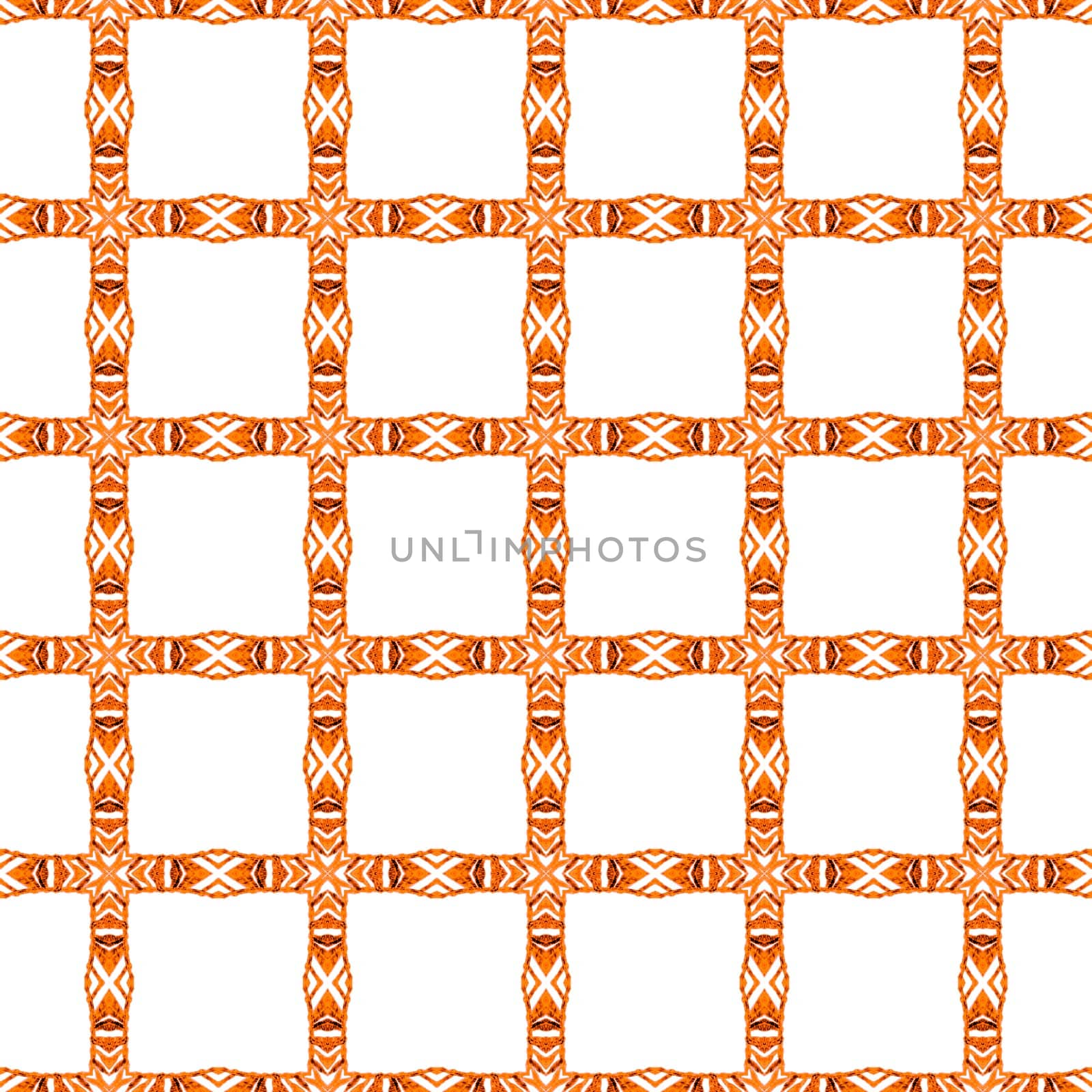 Textile ready attractive print, swimwear fabric, wallpaper, wrapping. Orange gorgeous boho chic summer design. Striped hand drawn design. Repeating striped hand drawn border.
