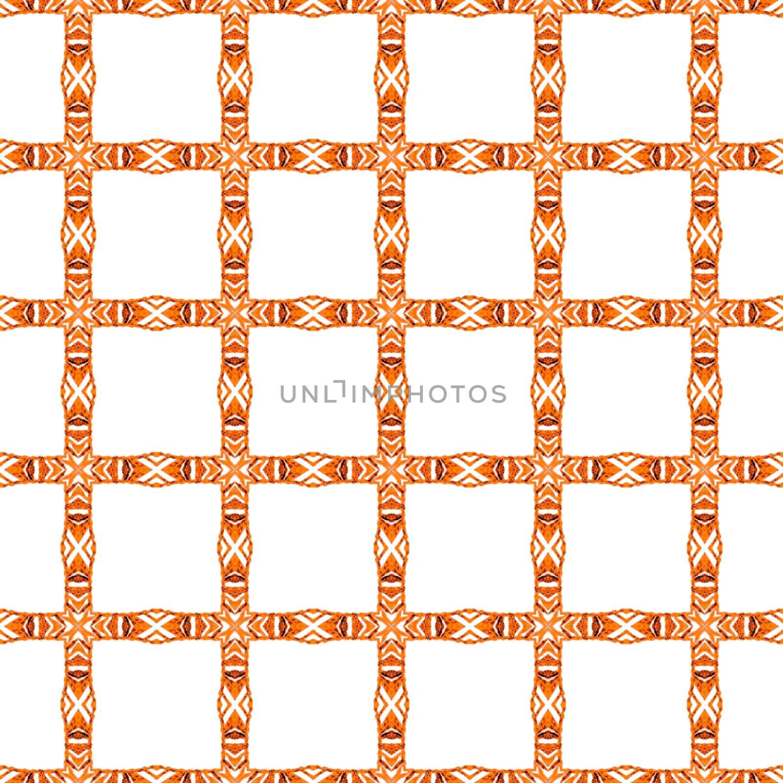 Textile ready attractive print, swimwear fabric, wallpaper, wrapping. Orange gorgeous boho chic summer design. Striped hand drawn design. Repeating striped hand drawn border.