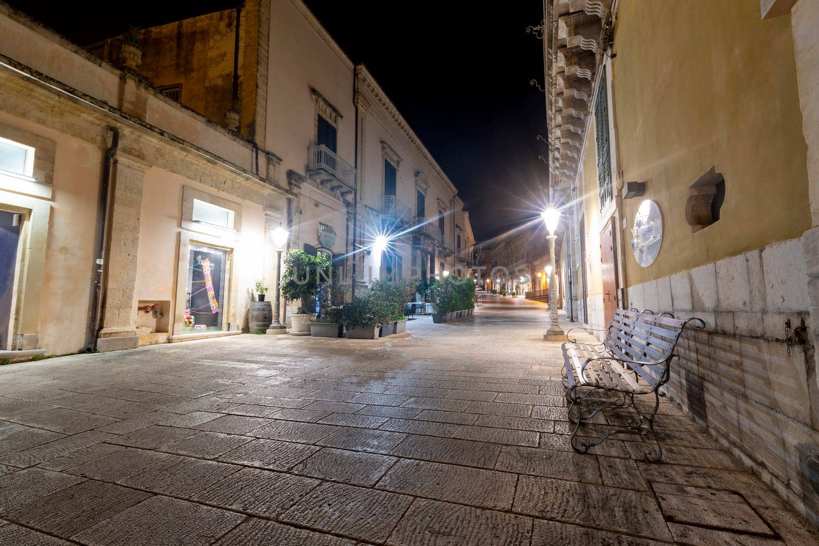 travel to Italy -  Beauty stone street at night in Ragusa ibla, Sicily by EdVal