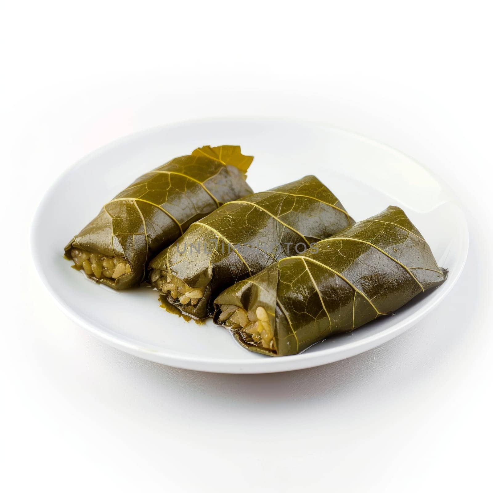 Close up view of Dolma dish on white background.