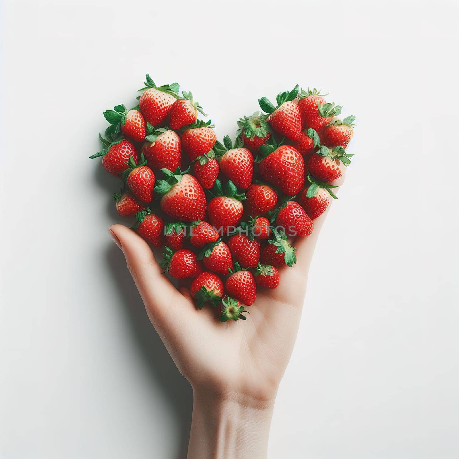 Fruits in the shape of a heart. White background. Insulation. Generative AI. High quality illustration