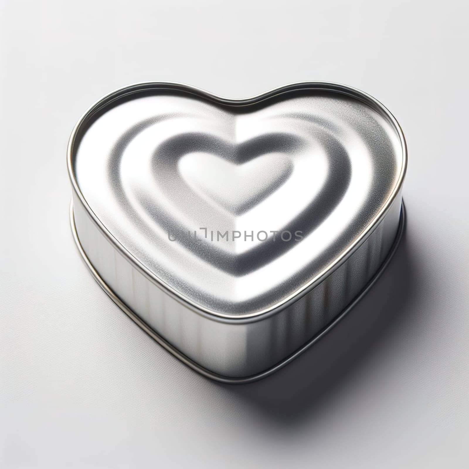 Canned food in the shape of a heart. White background. Insulation. Generative AI. High quality illustration