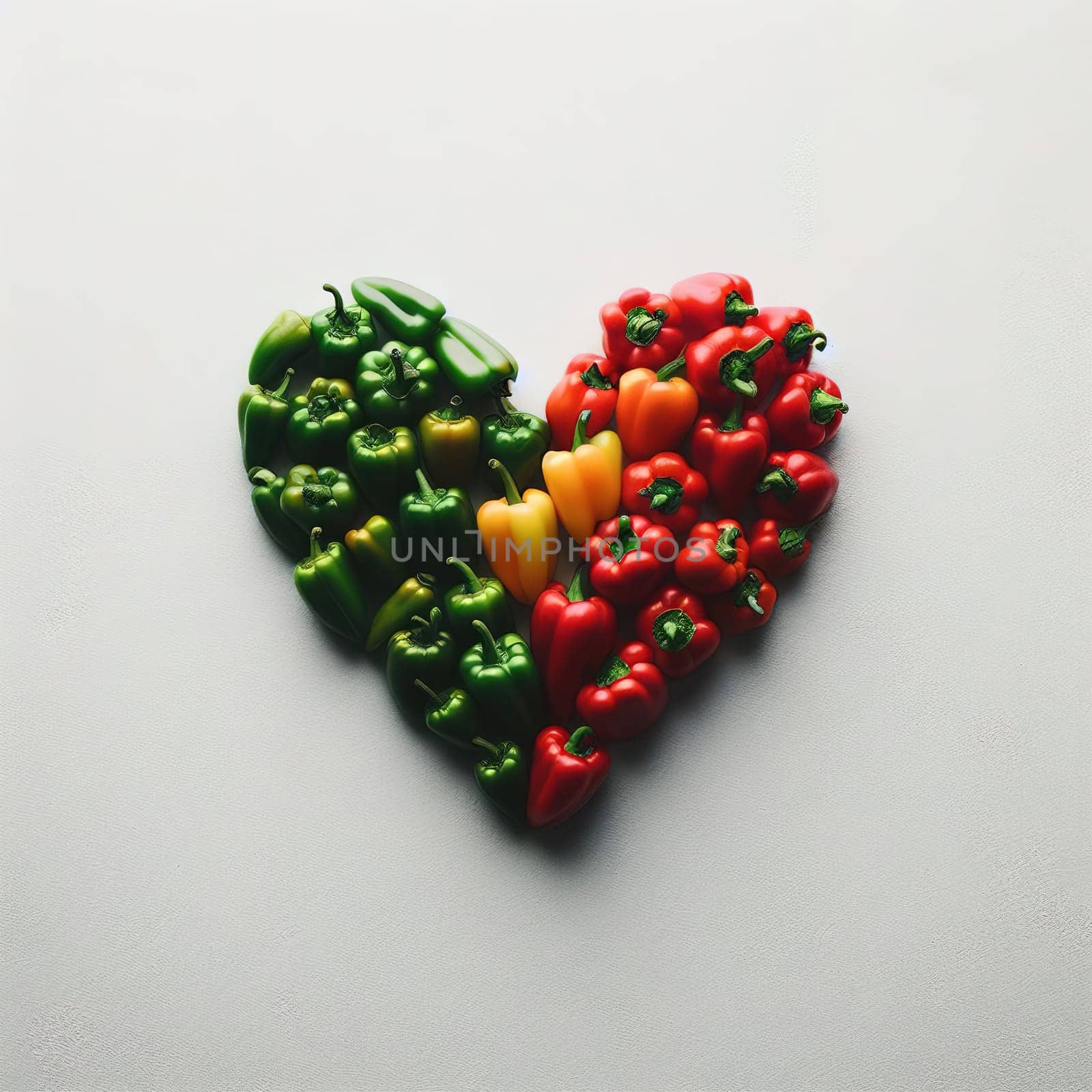 Fruits in the shape of a heart. White background. Insulation. Generative AI. High quality illustration