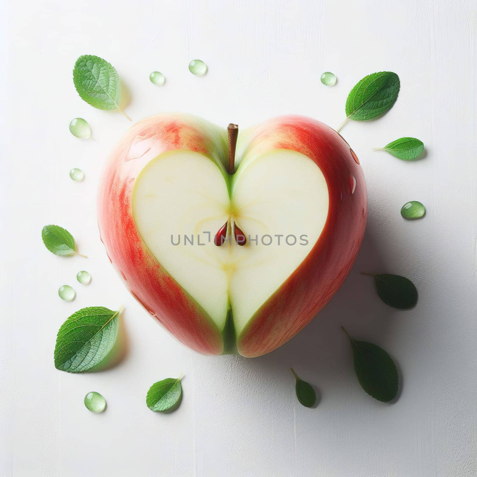 Fruits in the shape of a heart. White background. Insulation. Generative AI. High quality illustration