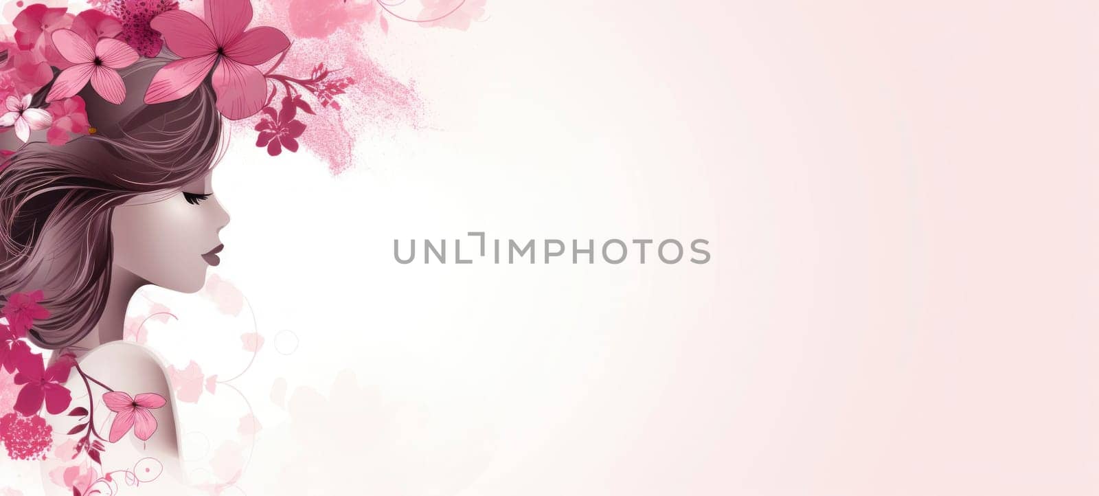 Elegant Floral Woman Illustration in Pink Tones by andreyz
