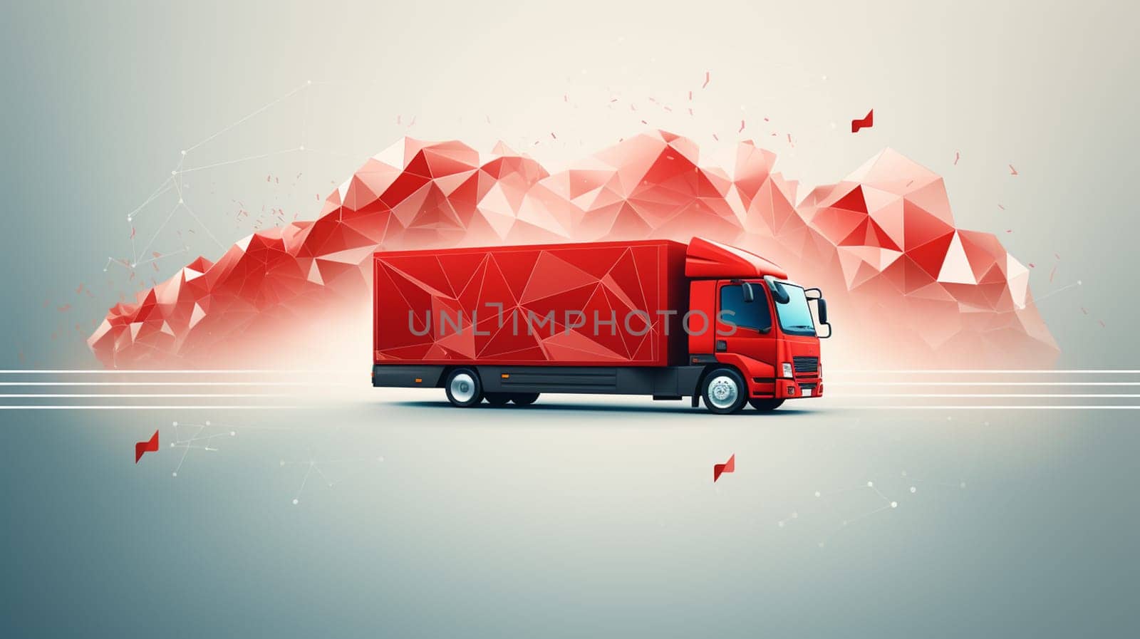 3D rendering of a brand-less generic concept truck. Electric autonomous truck by Andelov13