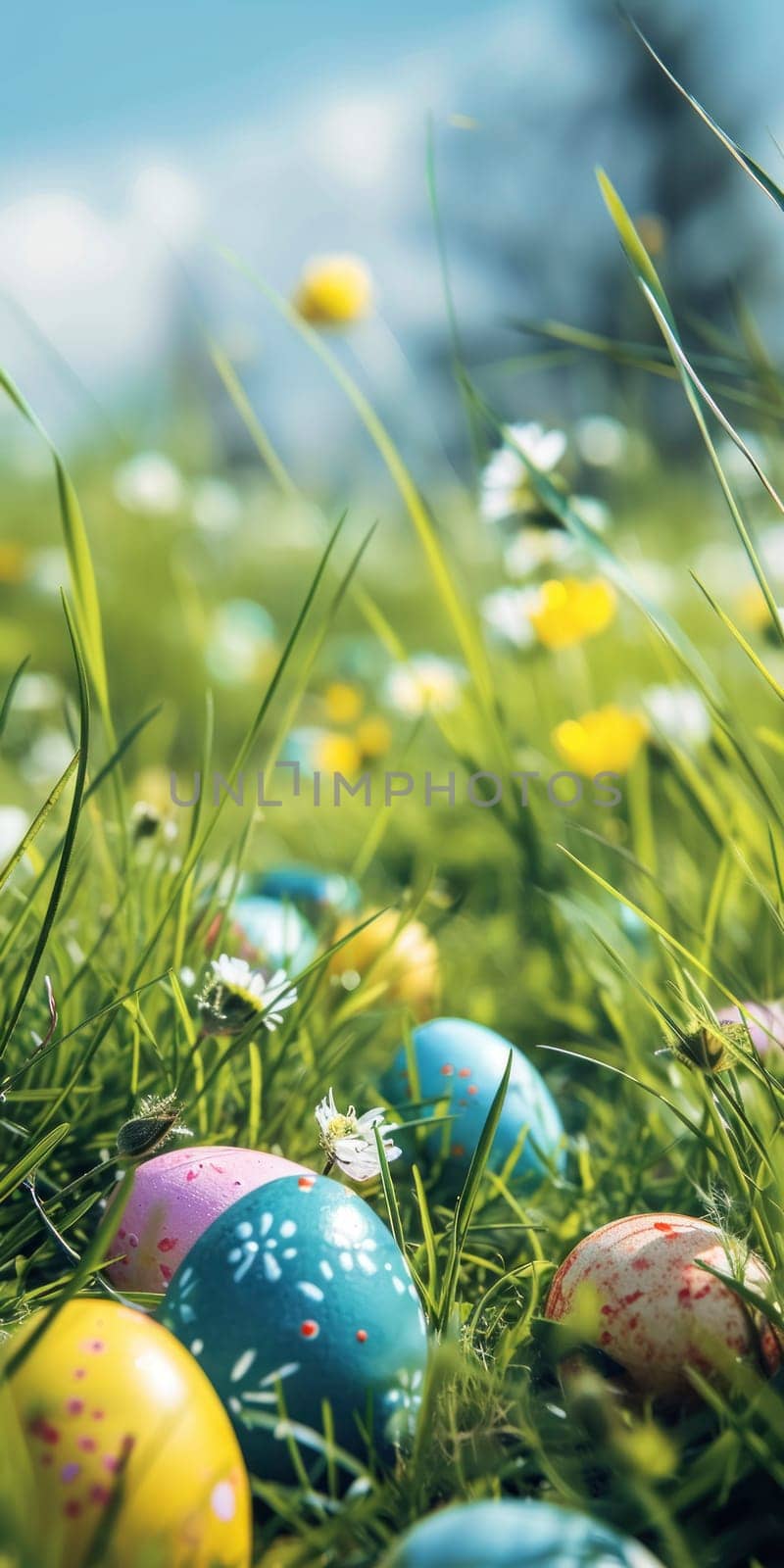 Easter Eggs Hidden Among Spring Flowers by andreyz