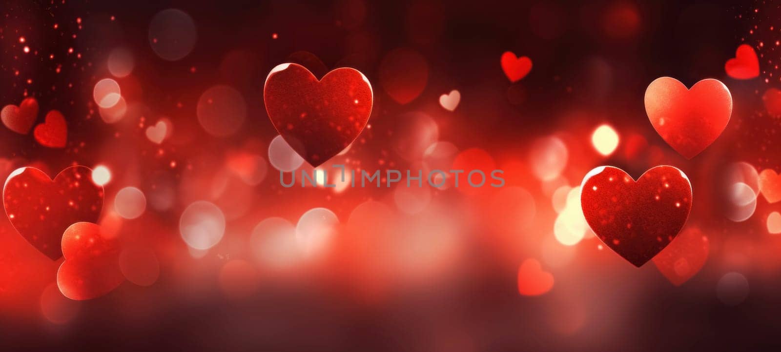 Romantic Red Hearts Bokeh Background by andreyz