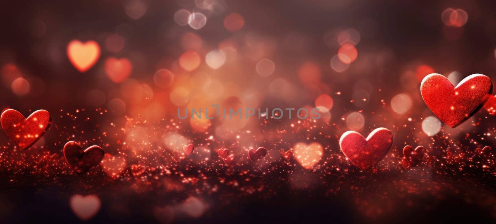 Valentine's Day Red Hearts Bokeh Effect by andreyz