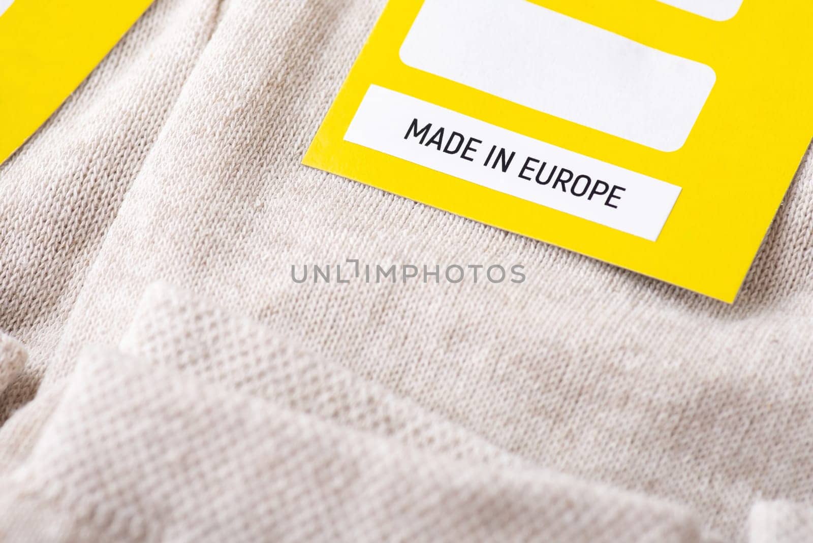 Made in Europe inscription on label of socks by VitaliiPetrushenko