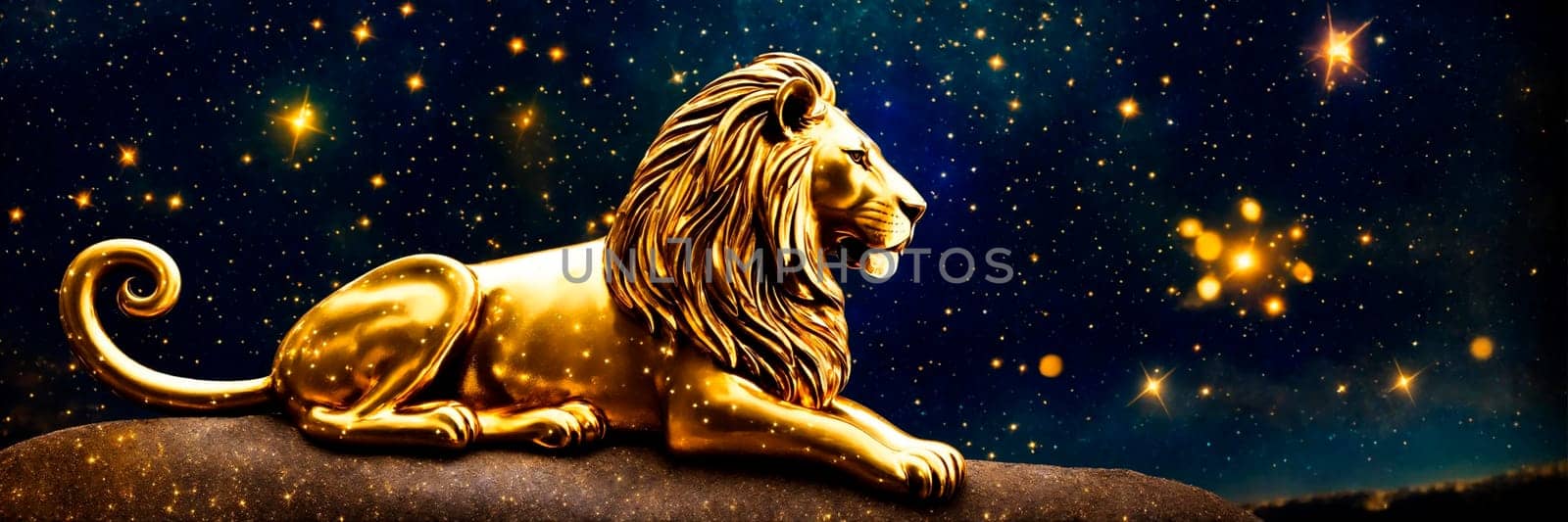 zodiac sign Leo on a background of stars. Selective focus. by yanadjana