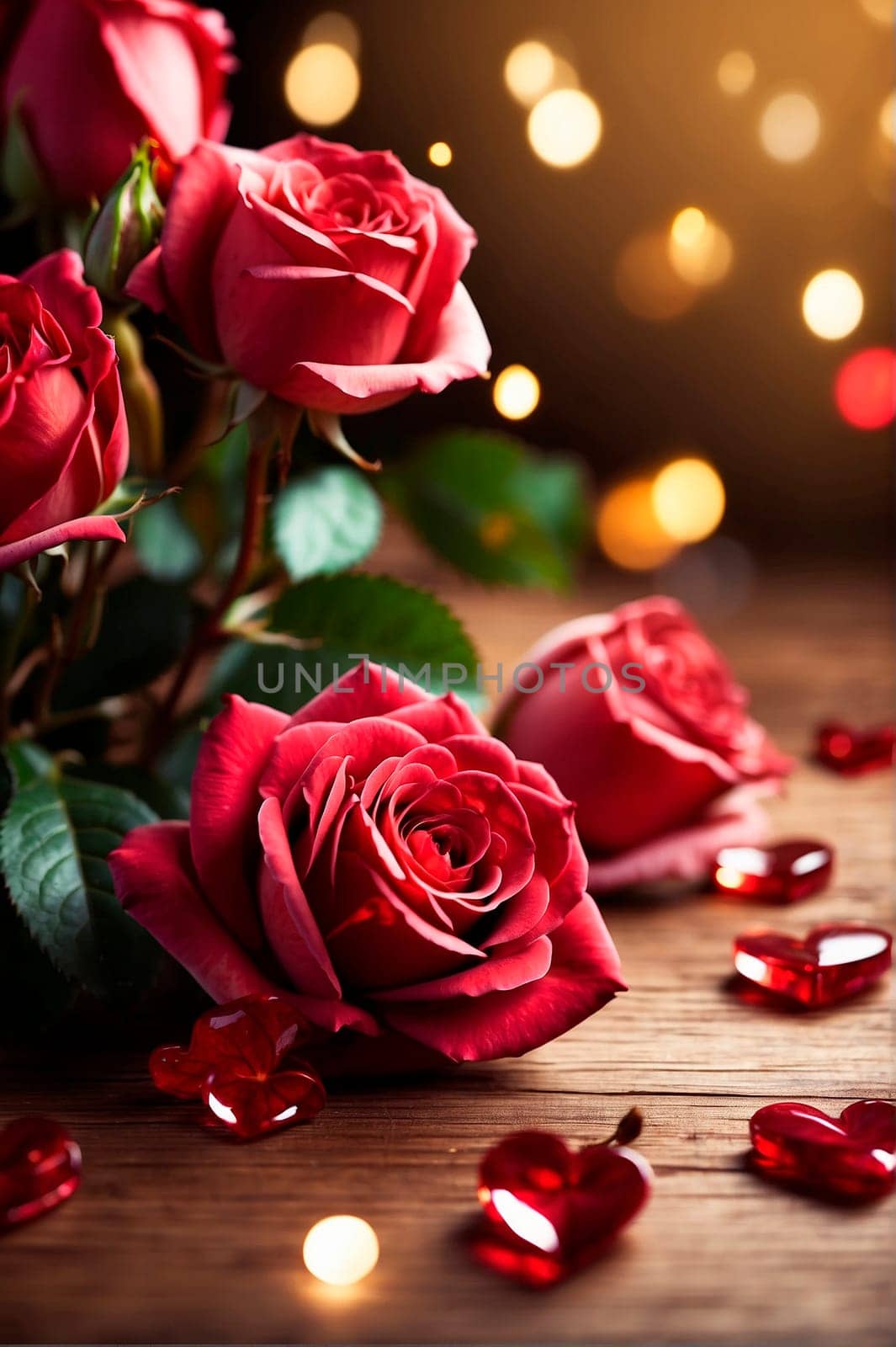 roses and hearts for Valentine's Day. Selective focus. by yanadjana