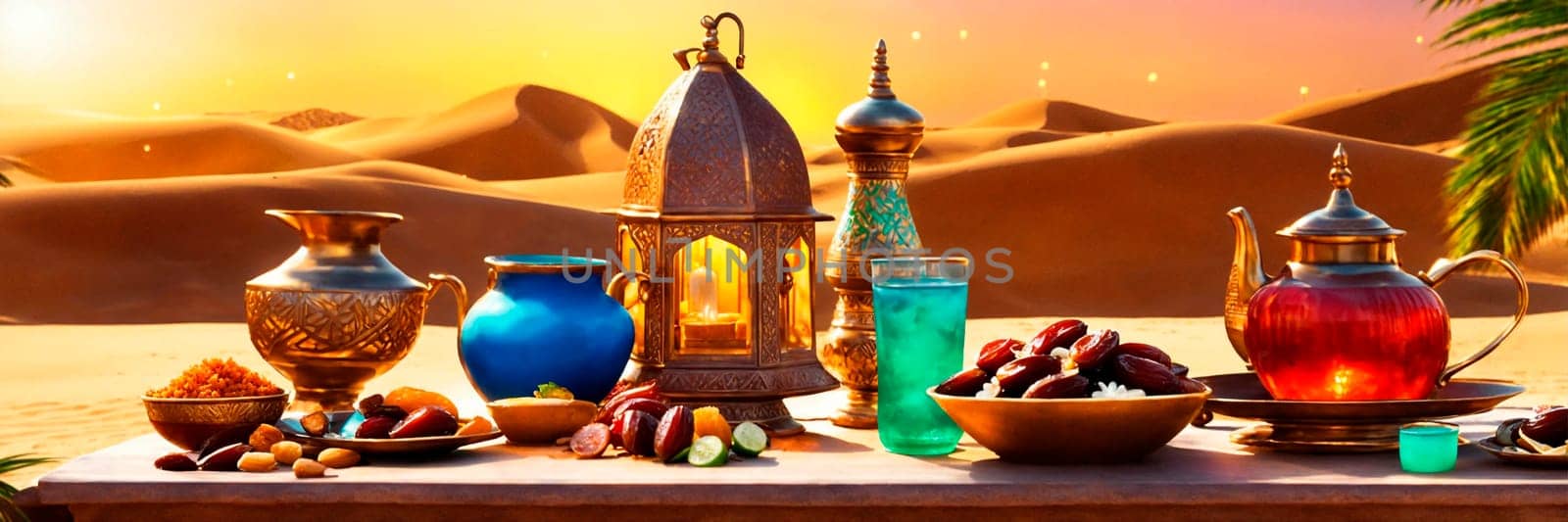 ramadan food drinks on the table. Selective focus. by yanadjana