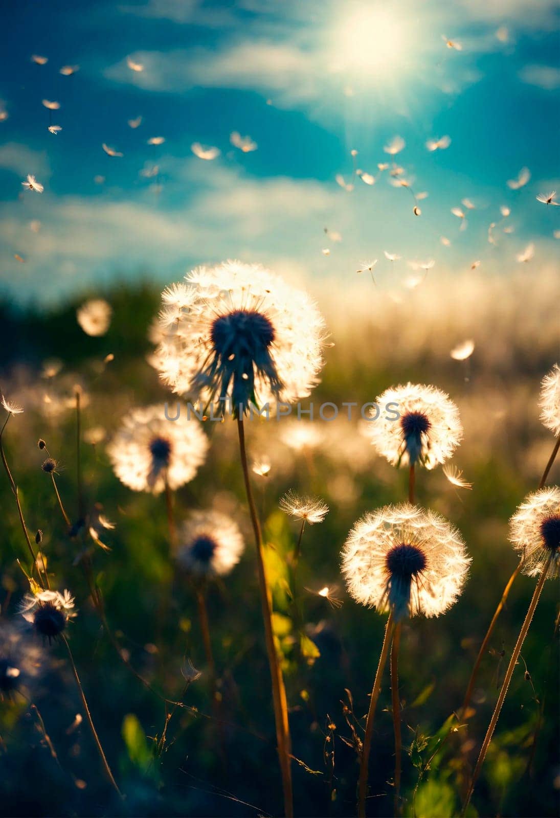 dandelions in the field. Selective focus. nature.