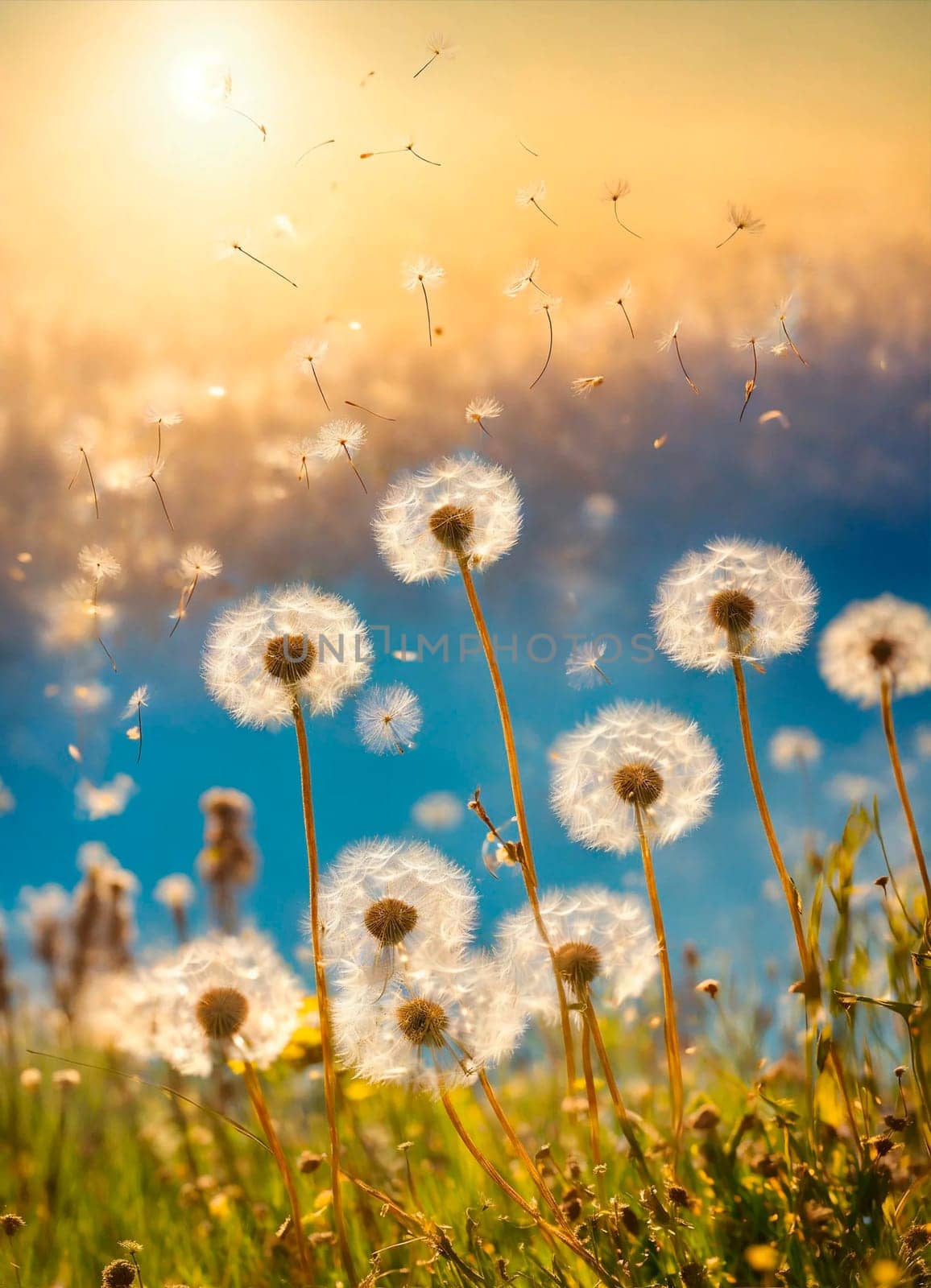 dandelions in the field. Selective focus. nature.