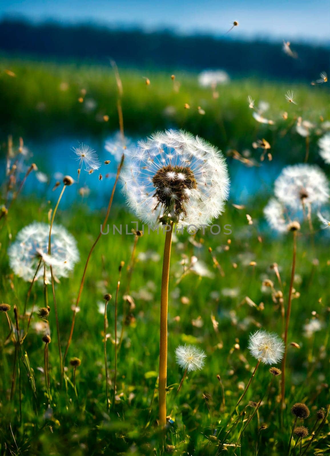 dandelions in the field. Selective focus. nature.