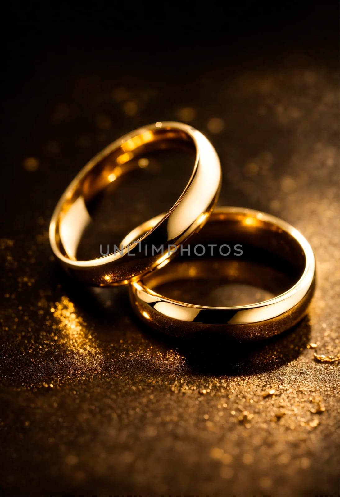 precious gold wedding rings. Selective focus. by yanadjana