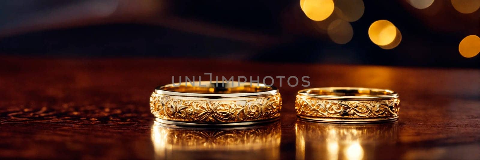 precious gold wedding rings. Selective focus. by yanadjana