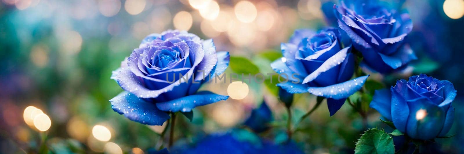 bouquet of blue roses on the table. Selective focus. by yanadjana