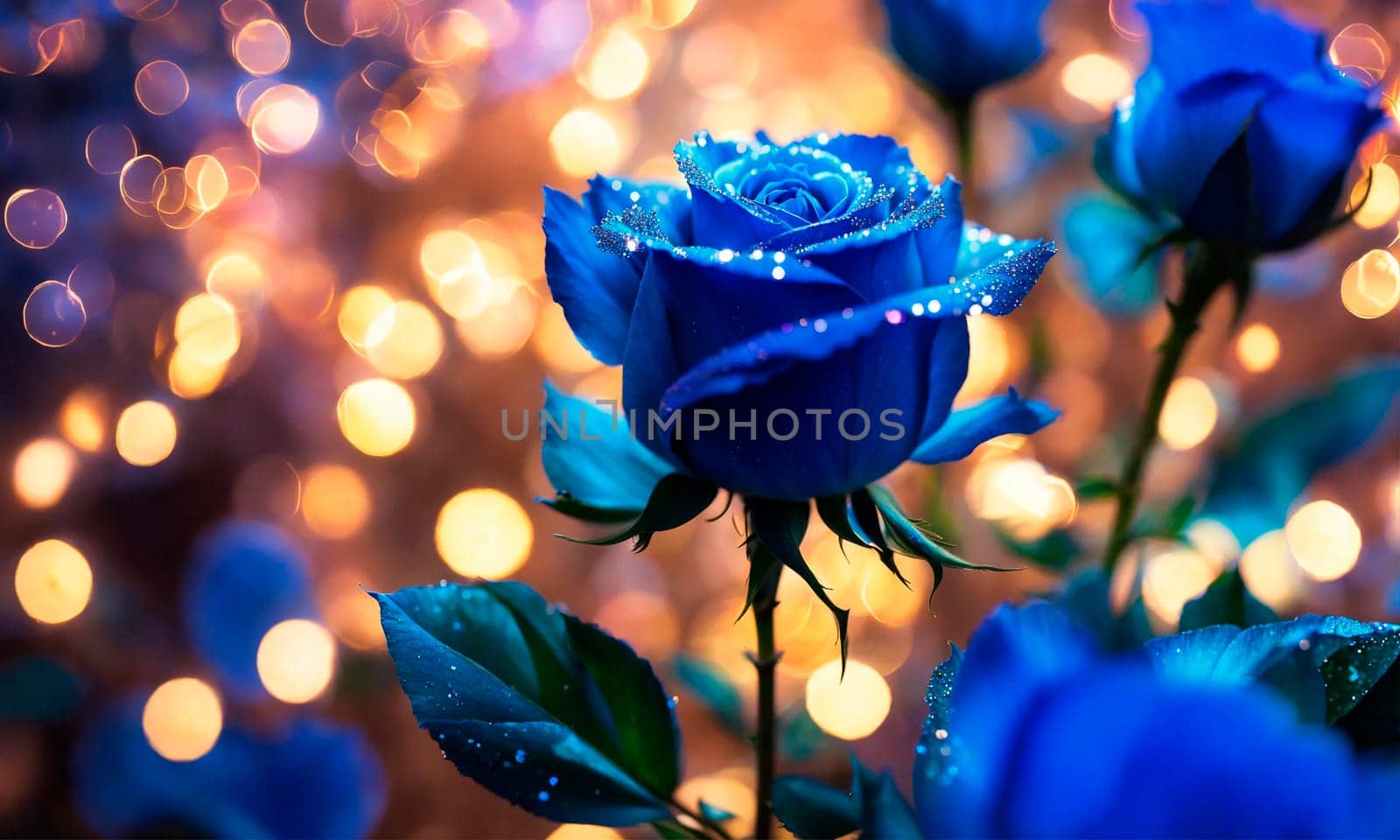 bouquet of blue roses on the table. Selective focus. by yanadjana